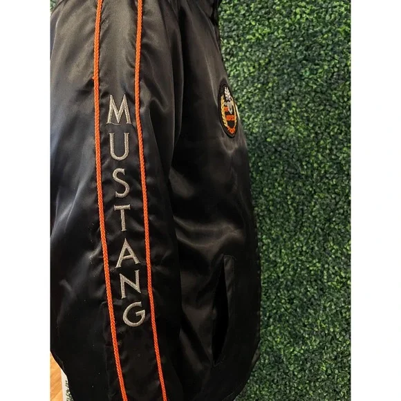 vtg 80s MUSTANG SHELBY RACING Jacket Large // black race car nascar le mans - Picture 4 of 6